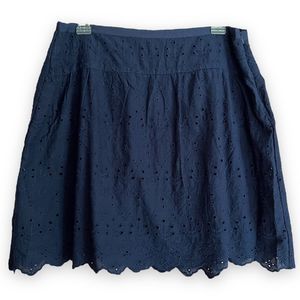 Max Studio Navy Blue Embroidered Eyelet Mini Skirt Size 10